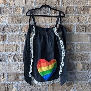 Vintage 1970s Rainbow Heart Patchwork Apron